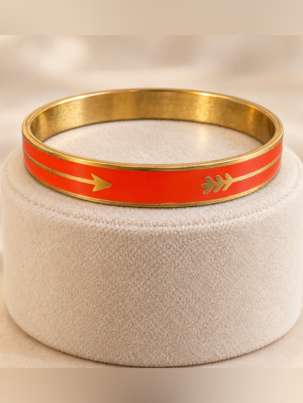 Kate Spade Meet Your Match Coral Enamel Arrow Bangle Bracelet